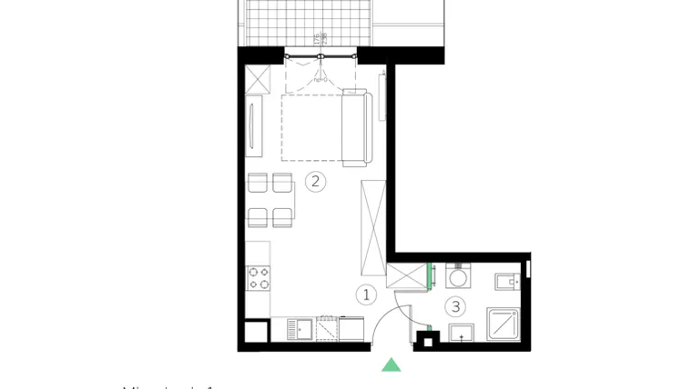 Rzut - Mieszkanie na sprzedaż 1 pokój o powierzchni 28,59 m² - numer C.1 w Judyma Park
