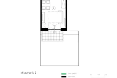 Rzut - Mieszkanie na sprzedaż 1 pokój o powierzchni 28,59 m² - numer D.1 w Judyma Park