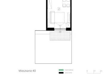 Rzut - Mieszkanie na sprzedaż 1 pokój o powierzchni 28,57 m² - numer D.40 w Judyma Park