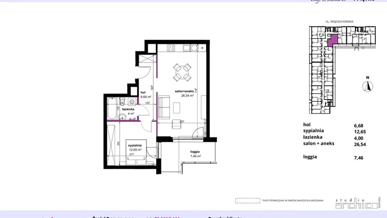 Rzut - Mieszkanie na sprzedaż 2 pokoje o powierzchni 50,39 m² - numer 177 w Wojciechowska Square etap II