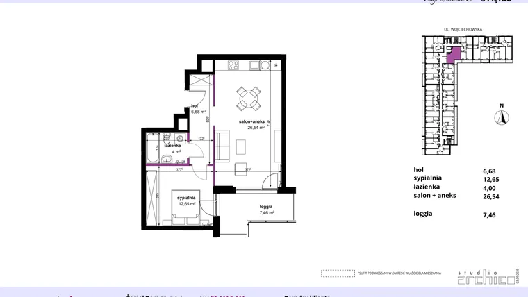 Rzut - Mieszkanie na sprzedaż 2 pokoje o powierzchni 50,39 m² - numer 193 w Wojciechowska Square etap II