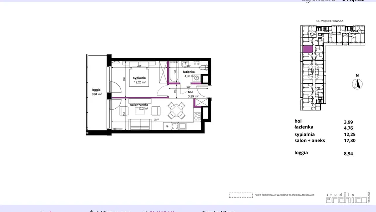 Rzut - Mieszkanie na sprzedaż 2 pokoje o powierzchni 38,83 m² - numer 197 w Wojciechowska Square etap II