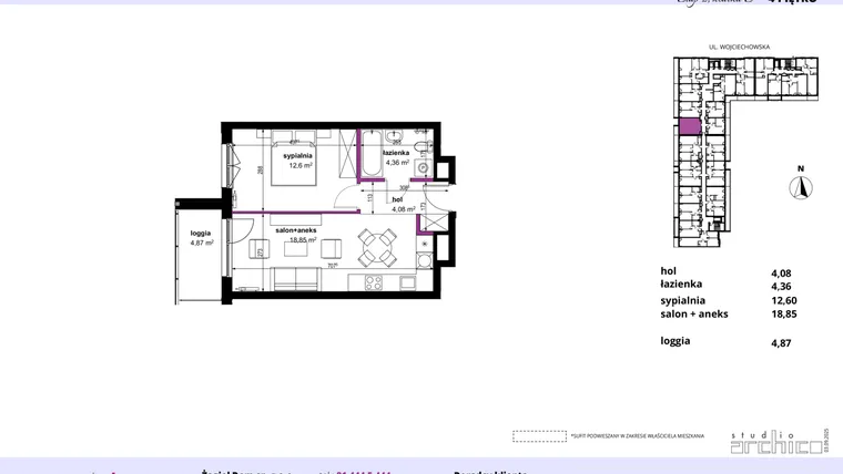 Rzut - Mieszkanie na sprzedaż 2 pokoje o powierzchni 40,41 m² - numer 204 w Wojciechowska Square etap II