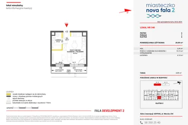 Rzut - Mieszkanie na sprzedaż 1 pokój o powierzchni 26,09 m² - numer 340 w Miasteczko Nova Fala 2