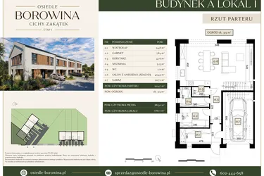 Rzut - Dom na sprzedaż 6 pokoi o powierzchni 178,77 m² - numer 1 w Osiedle Borowina - Cichy Zakątek