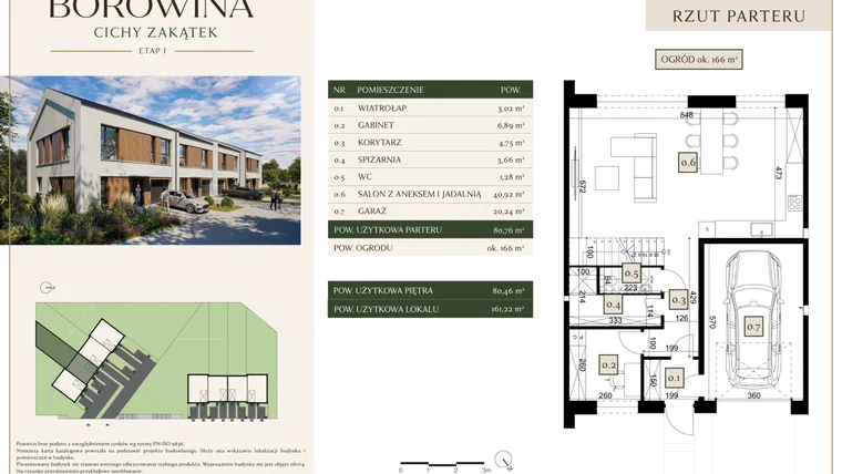 Rzut - Dom na sprzedaż 6 pokoi o powierzchni 161,22 m² - numer 2 w Osiedle Borowina - Cichy Zakątek