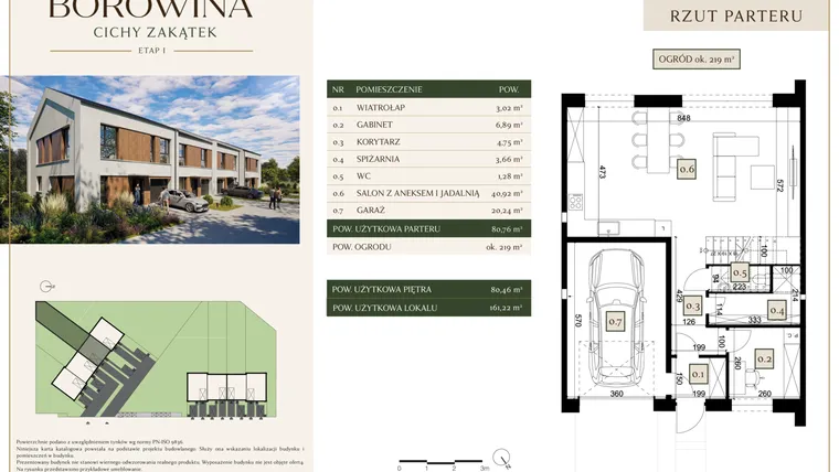 Rzut - Dom na sprzedaż 6 pokoi o powierzchni 161,22 m² - numer 3 w Osiedle Borowina - Cichy Zakątek