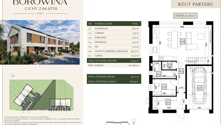 Rzut - Dom na sprzedaż 6 pokoi o powierzchni 169,69 m² - numer 5 w Osiedle Borowina - Cichy Zakątek