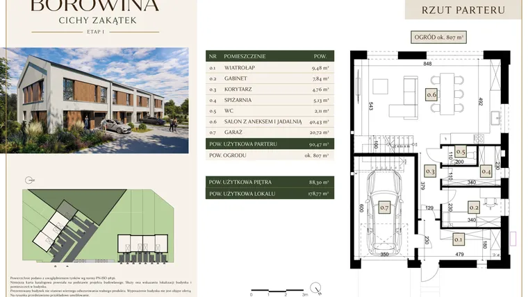 Rzut - Dom na sprzedaż 6 pokoi o powierzchni 178,77 m² - numer 4 w Osiedle Borowina - Cichy Zakątek