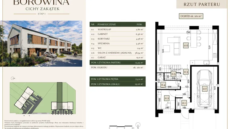 Rzut - Dom na sprzedaż 6 pokoi o powierzchni 151,16 m² - numer 6 w Osiedle Borowina - Cichy Zakątek