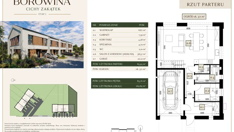 Rzut - Dom na sprzedaż 6 pokoi o powierzchni 169,69 m² - numer 8 w Osiedle Borowina - Cichy Zakątek