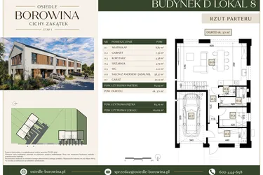 Rzut - Dom na sprzedaż 6 pokoi o powierzchni 169,69 m² - numer 8 w Osiedle Borowina - Cichy Zakątek