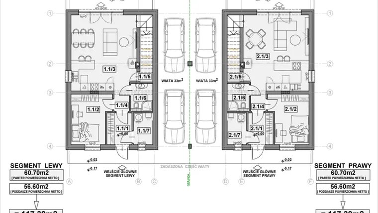 Rzut - Dom na sprzedaż 5 pokoi o powierzchni 117,3 m² - numer T9 w Osiedle Kampinos