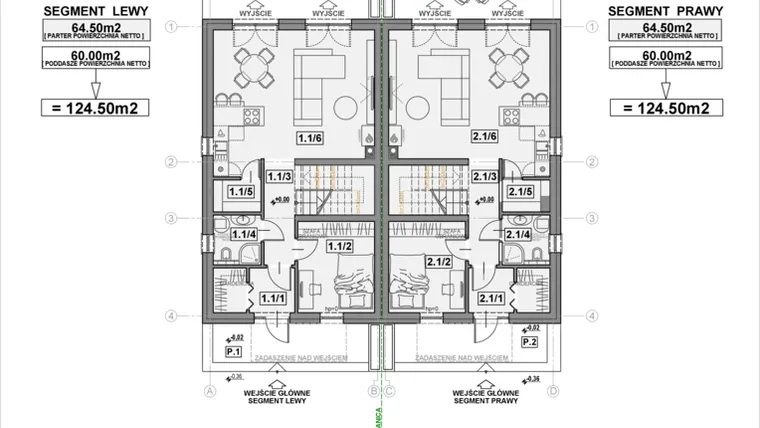 Rzut - Dom na sprzedaż 5 pokoi o powierzchni 124,5 m² - numer O3B w Osiedle Kampinos
