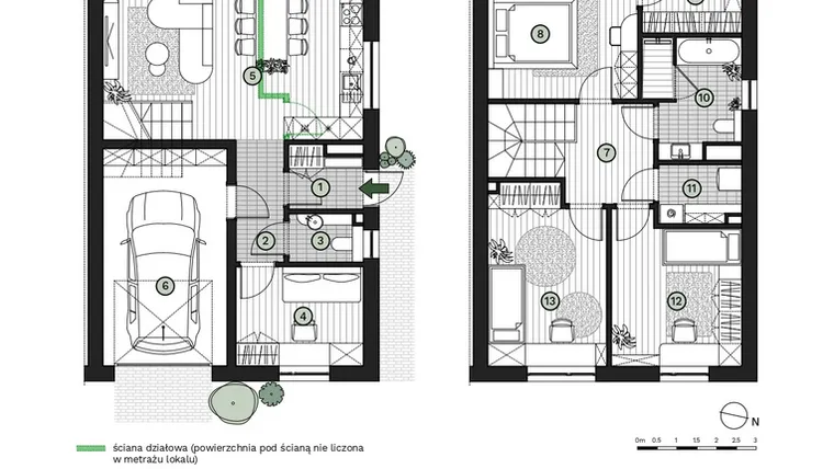 Rzut - Dom na sprzedaż 5 pokoi o powierzchni 123,91 m² - numer 1B w Projekt Las
