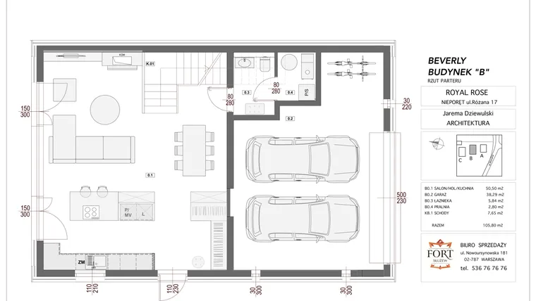 Rzut - Dom na sprzedaż 8 pokoi o powierzchni 256,92 m² - numer BEVERLY w Royal Rose