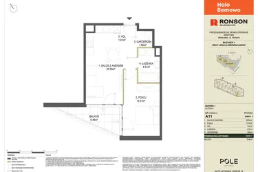 Rzut - Mieszkanie na sprzedaż 2 pokoje o powierzchni 42,03 m² - numer A11 w Halo Bemowo