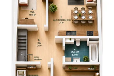 Rzut - Mieszkanie na sprzedaż 4 pokoje o powierzchni 87 m² - numer B 7/2 w Osiedle Ciepły Zakątek Legionistów