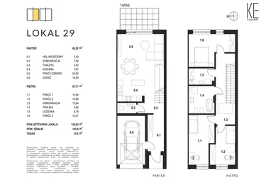 Rzut - Mieszkanie na sprzedaż 4 pokoje o powierzchni 133,63 m² - numer 29 w Kołobrzeska
