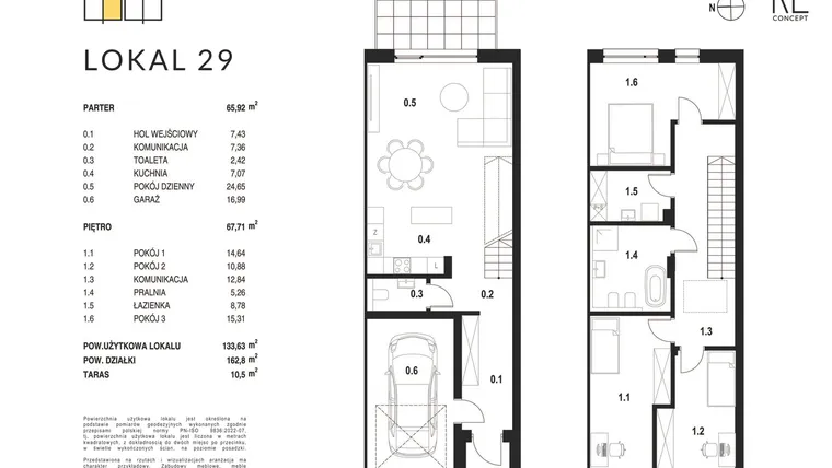 Rzut - Mieszkanie na sprzedaż 4 pokoje o powierzchni 133,63 m² - numer 29 w Kołobrzeska
