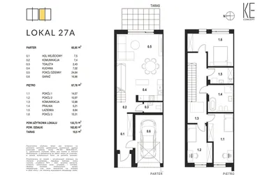Rzut - Mieszkanie na sprzedaż 4 pokoje o powierzchni 133,63 m² - numer 27A w Kołobrzeska