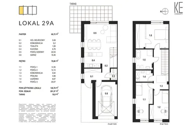 Rzut - Mieszkanie na sprzedaż 4 pokoje o powierzchni 130,78 m² - numer 29A w Kołobrzeska