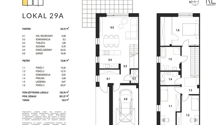 Rzut - Mieszkanie na sprzedaż 4 pokoje o powierzchni 130,78 m² - numer 29A w Kołobrzeska