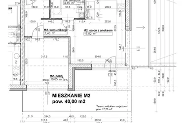 Rzut - Mieszkanie na sprzedaż 2 pokoje o powierzchni 40 m² - numer M2 w Osiedle Stara Cegielnia etap NAD WODĄ