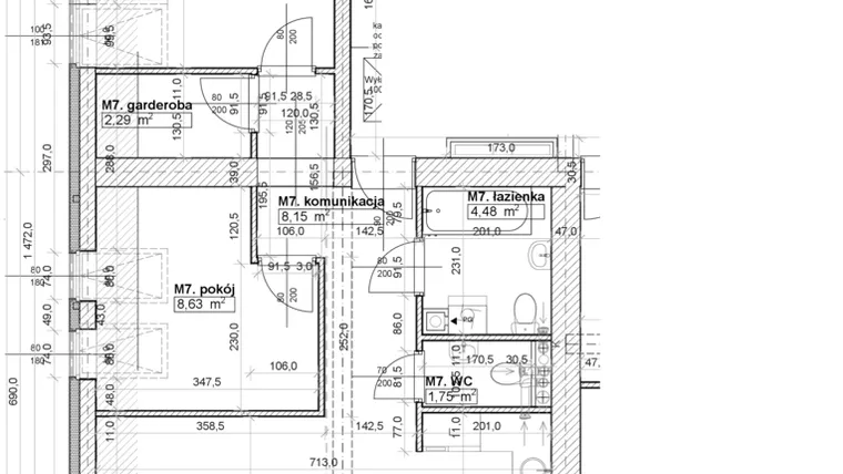 Rzut - Mieszkanie na sprzedaż 3 pokoje o powierzchni 66,9 m² - numer M7 w Osiedle Stara Cegielnia etap NAD WODĄ