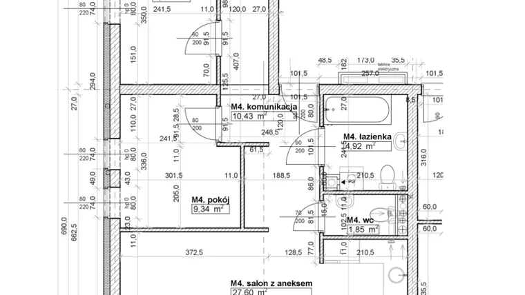 Rzut - Mieszkanie na sprzedaż 4 pokoje o powierzchni 73,8 m² - numer M4 w Osiedle Stara Cegielnia etap NAD WODĄ