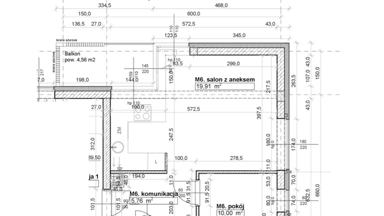 Rzut - Mieszkanie na sprzedaż 2 pokoje o powierzchni 40,2 m² - numer M6 w Osiedle Stara Cegielnia etap NAD WODĄ