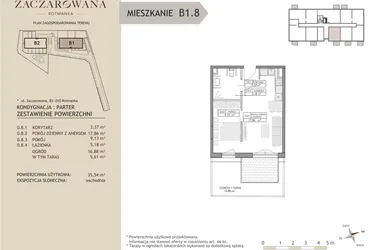 Rzut - Mieszkanie na sprzedaż 2 pokoje o powierzchni 35,54 m² - numer B1.8 w Zaczarowana Rotmanka