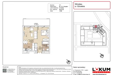 Rzut - Mieszkanie na sprzedaż 1 pokój o powierzchni 40,72 m² - numer C1-10-84 w Lokum Soho