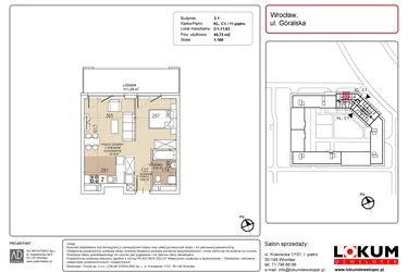 Rzut - Mieszkanie na sprzedaż 1 pokój o powierzchni 40,72 m² - numer C1-11-93 w Lokum Soho