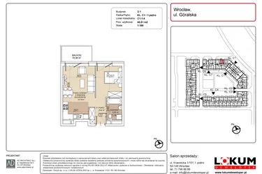 Rzut - Mieszkanie na sprzedaż 1 pokój o powierzchni 40,51 m² - numer C1-1-4 w Lokum Soho