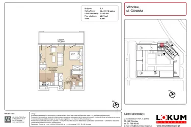 Rzut - Mieszkanie na sprzedaż 1 pokój o powierzchni 40,72 m² - numer C1-12-102 w Lokum Soho