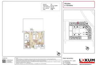 Rzut - Mieszkanie na sprzedaż 1 pokój o powierzchni 25,46 m² - numer C7-7-36 w Lokum Soho