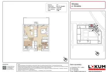 Rzut - Mieszkanie na sprzedaż 1 pokój o powierzchni 40,72 m² - numer C1-14-120 w Lokum Soho