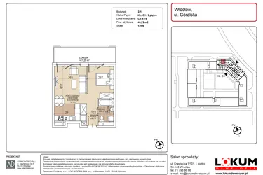 Rzut - Mieszkanie na sprzedaż 1 pokój o powierzchni 40,72 m² - numer C1-9-75 w Lokum Soho