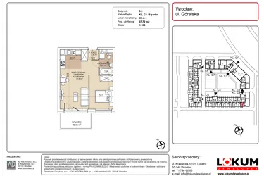 Rzut - Mieszkanie na sprzedaż 1 pokój o powierzchni 37,72 m² - numer C3-0-1 w Lokum Soho