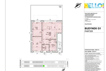 Rzut - Mieszkanie na sprzedaż 3 pokoje o powierzchni 55,65 m² - numer G1.1 w HELLO! KUKUŁKI bud. G