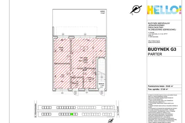 Rzut - Mieszkanie na sprzedaż 3 pokoje o powierzchni 55,65 m² - numer G3.1 w HELLO! KUKUŁKI bud. G