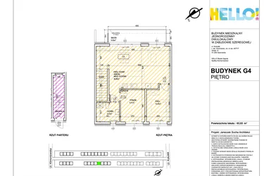 Rzut - Mieszkanie na sprzedaż 3 pokoje o powierzchni 63,93 m² - numer G4.2 w HELLO! KUKUŁKI bud. G