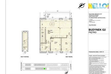 Rzut - Mieszkanie na sprzedaż 3 pokoje o powierzchni 63,93 m² - numer G2.2 w HELLO! KUKUŁKI bud. G