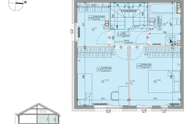 Rzut - Dom na sprzedaż 3 pokoje o powierzchni 68,34 m² - numer 12B w Ogrody Przyjaciół 5 etap V