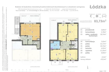 Rzut - Mieszkanie na sprzedaż 5 pokoi o powierzchni 83,73 m² - numer C2 w Łódzka