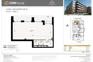 Rzut - Lokal użytkowy na sprzedaż 1 pokój o powierzchni 78,65 m² - numer U1 w Młynowa II Premium