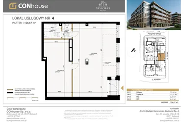 Rzut - Lokal użytkowy na sprzedaż 1 pokój o powierzchni 126,67 m² - numer U4 w Młynowa II Premium