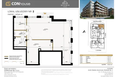 Rzut - Lokal użytkowy na sprzedaż 1 pokój o powierzchni 127,41 m² - numer U2 w Młynowa II Premium