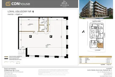 Rzut - Lokal użytkowy na sprzedaż 1 pokój o powierzchni 175,87 m² - numer U6 w Młynowa II Premium